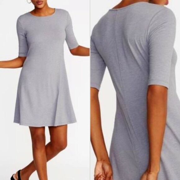 Old Navy Jersey Quarter Sleeves Swing Heather Gray Dress Size Small Fits Medium - Picture 1 of 7
